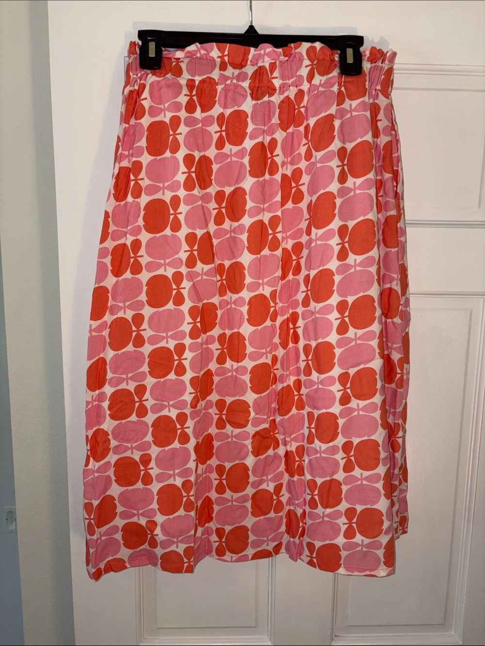 Pink and Orange Patterned A-Line Skirt w/ Pockets - Picture 3 of 5